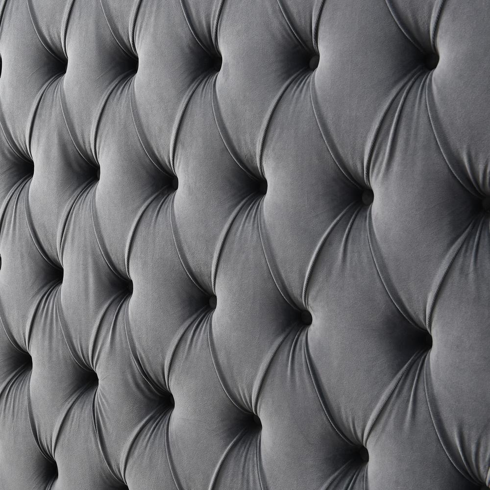 Better Home Products Elizabeth Upholstered Round Storage Queen Bed in Gray. Picture 10