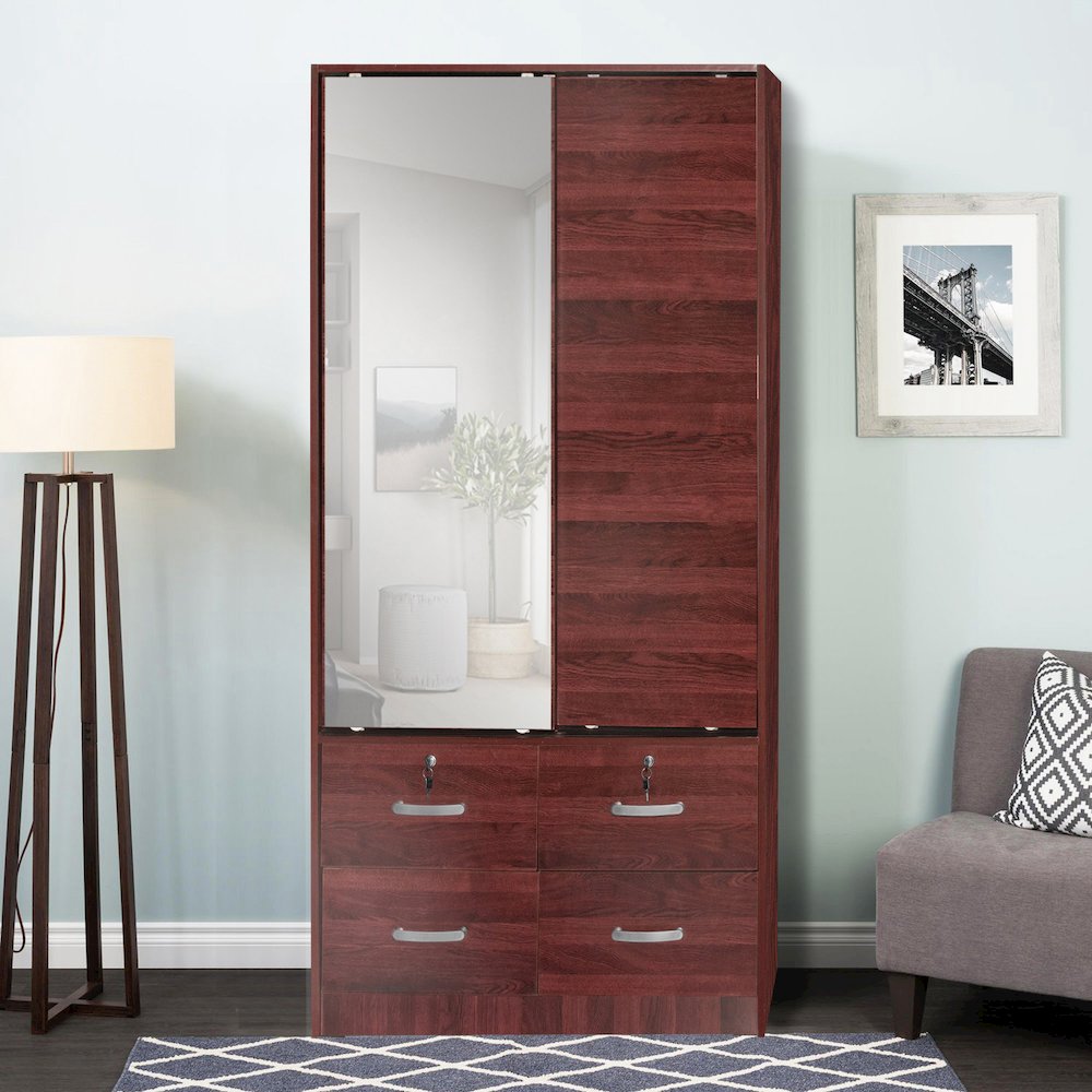 Double Sliding Door Wardrobe with Mirror. Picture 2