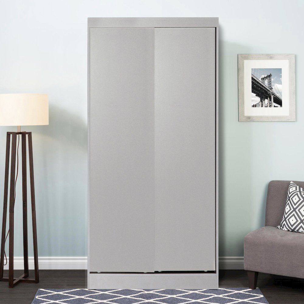 Modern Wood Double Sliding Door Wardrobe. Picture 2