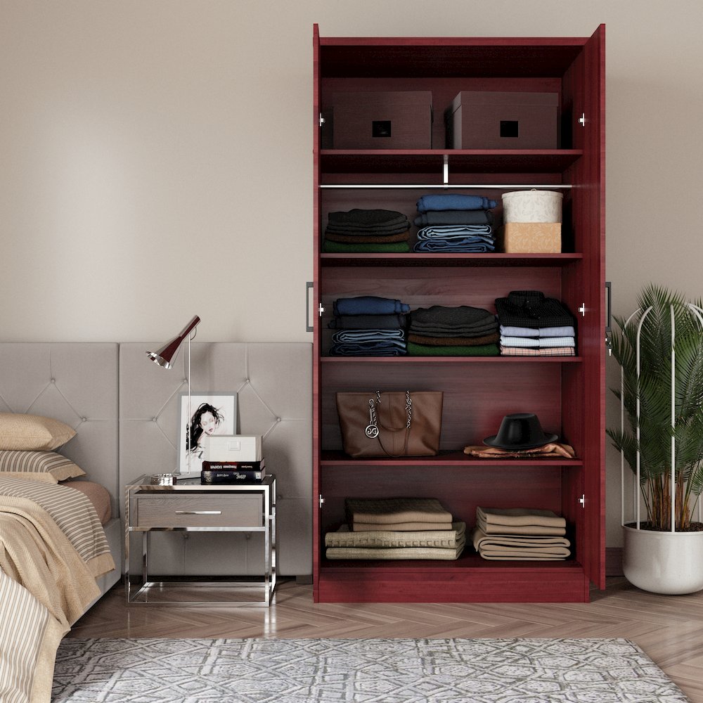 Two Door Armoire Wardrobe with Mirror. Picture 2