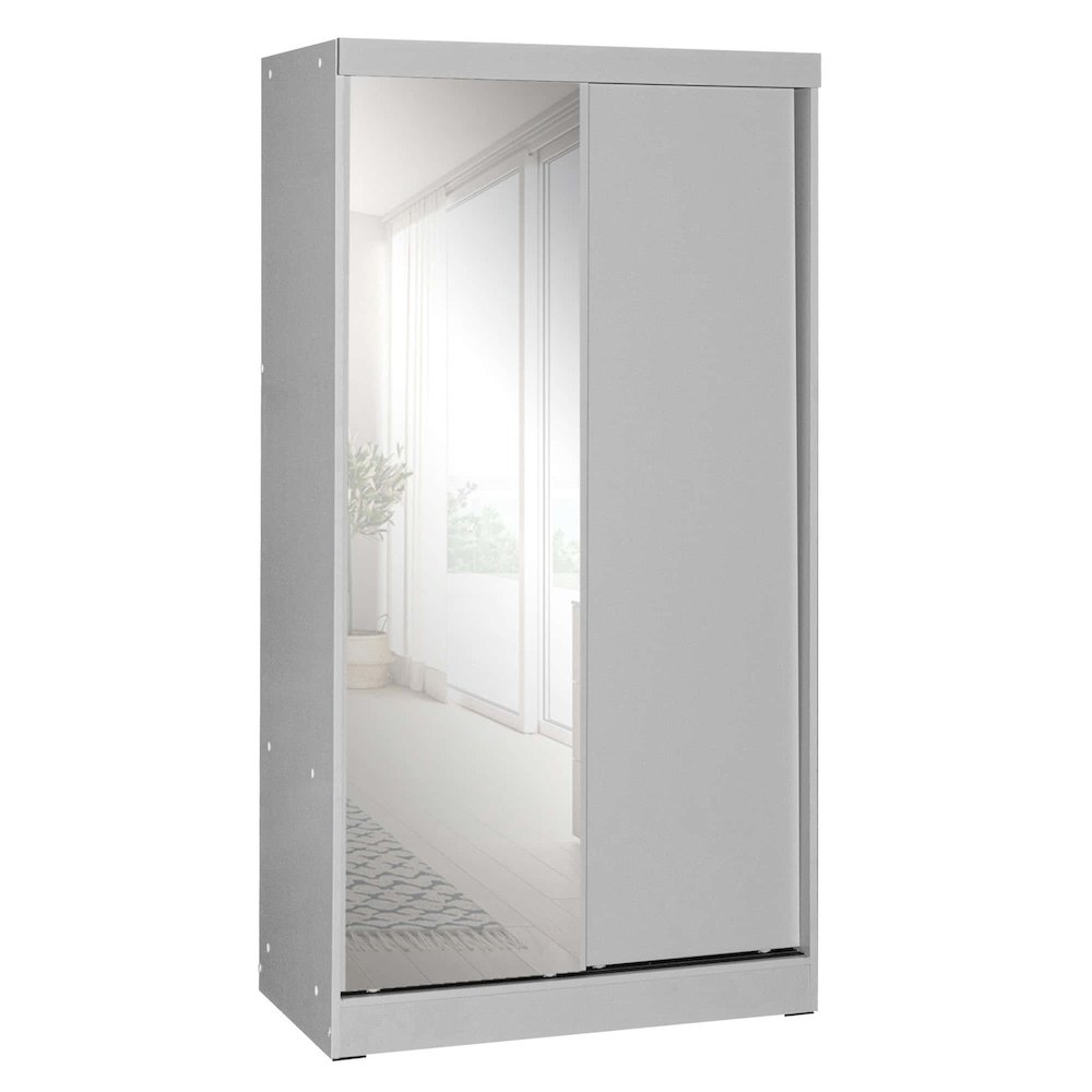 Mirror Wood Double Sliding Door Wardrobe. Picture 1