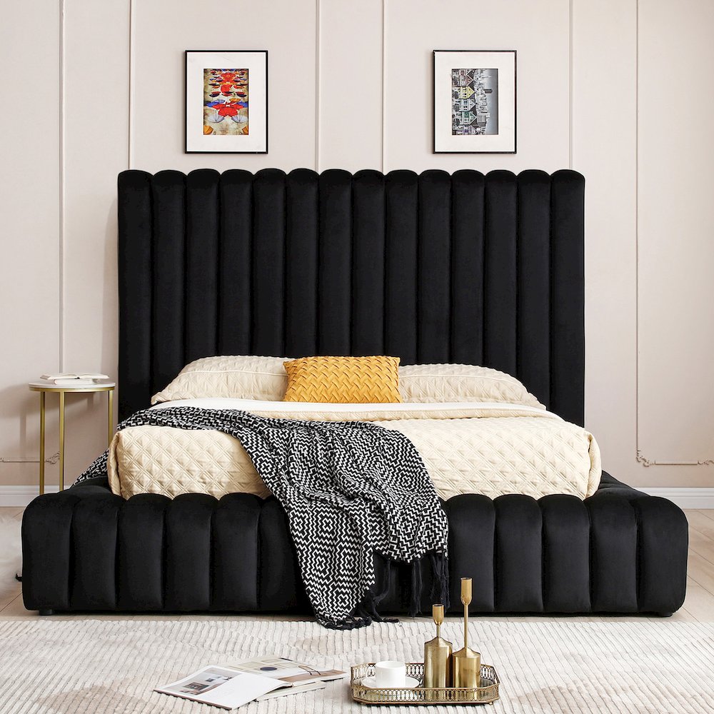 Avalon Velvet Upholstered Luxurious Platform Bed. Picture 2