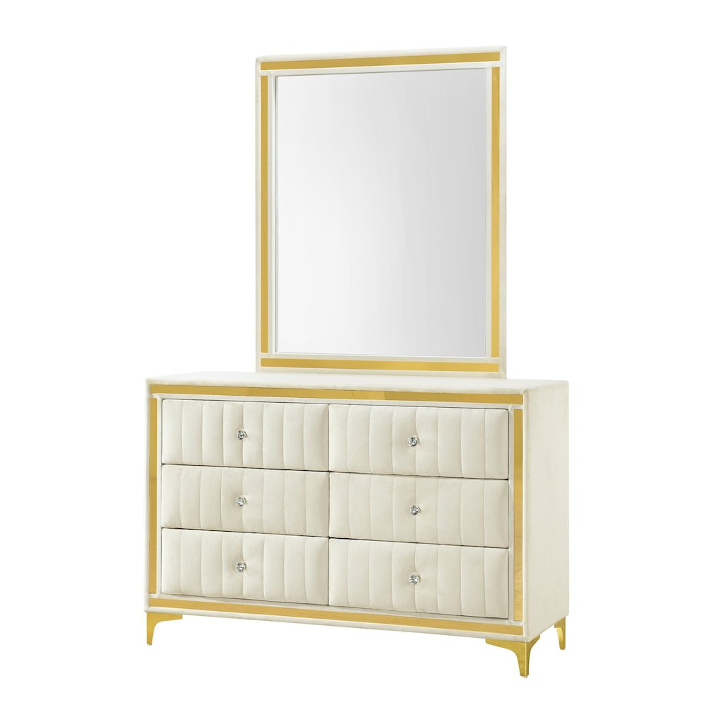 6 Drawer Dresser with Gold Legs and Trim – Fully -Assembled and Ready to Use. Picture 1