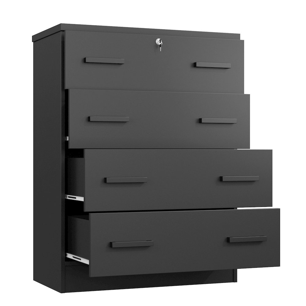 4 Drawers Chest in Black Color. Picture 1
