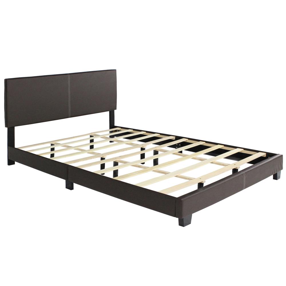 Better Home Products Nora Faux Leather Upholstered King Panel Bed in Tobacco. Picture 6