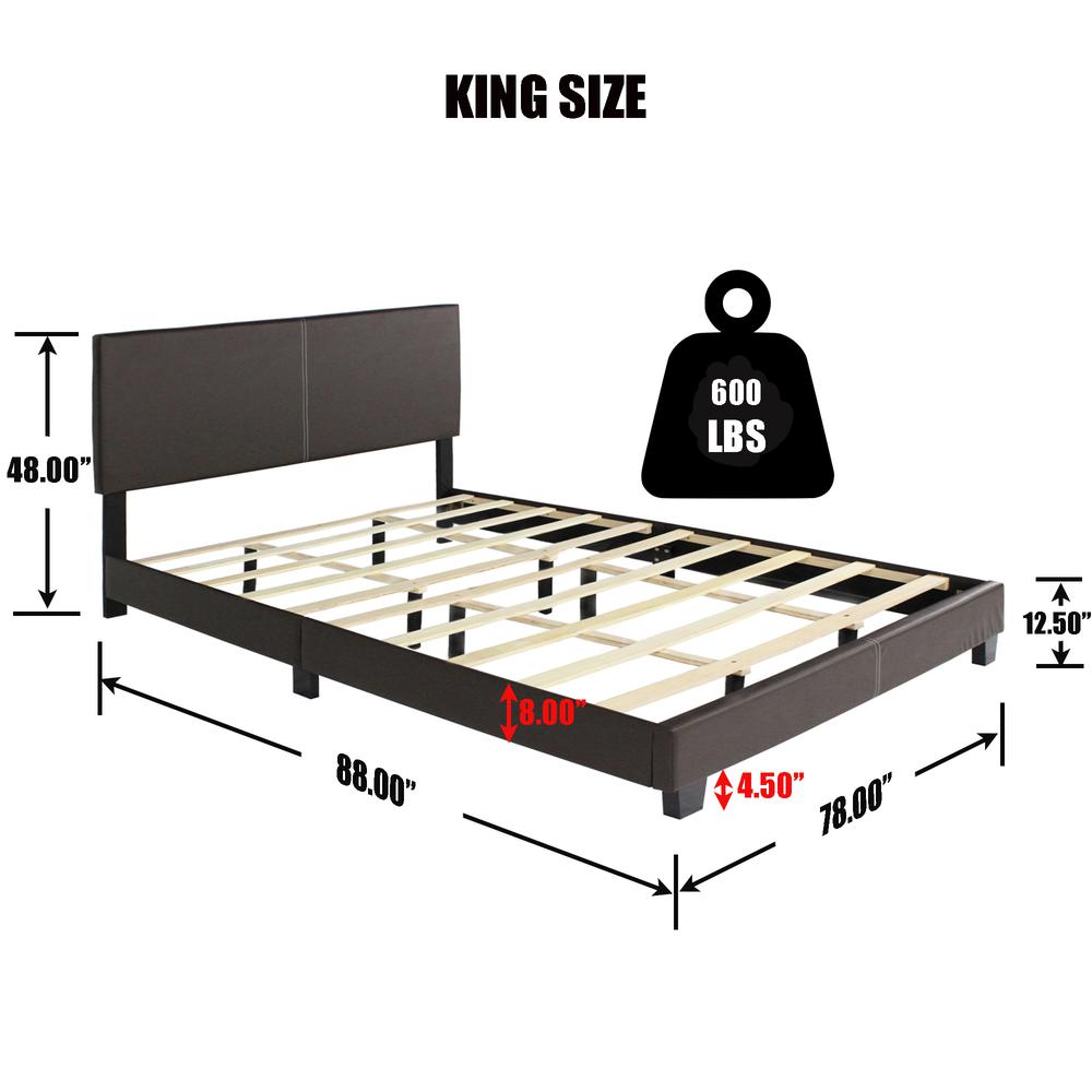 Better Home Products Nora Faux Leather Upholstered King Panel Bed in Tobacco. Picture 7