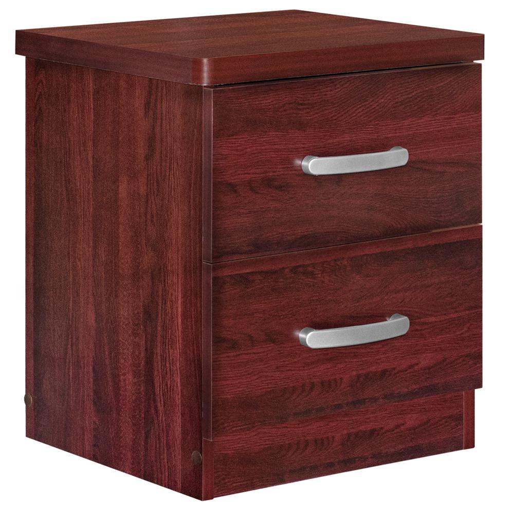 Better Home Products Cindy Faux Wood 2 Drawer Nightstand in Mahogany. Picture 1