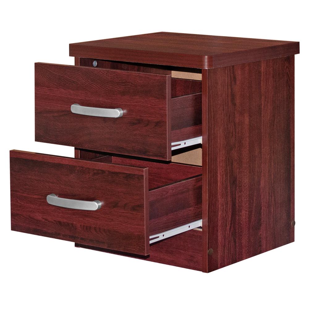 Better Home Products Cindy Faux Wood 2 Drawer Nightstand in Mahogany. Picture 6