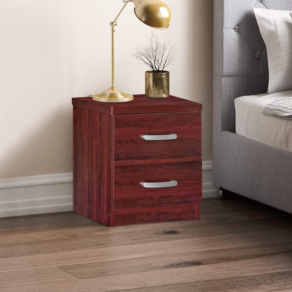 Better Home Products Cindy Faux Wood 2 Drawer Nightstand in Mahogany. Picture 8