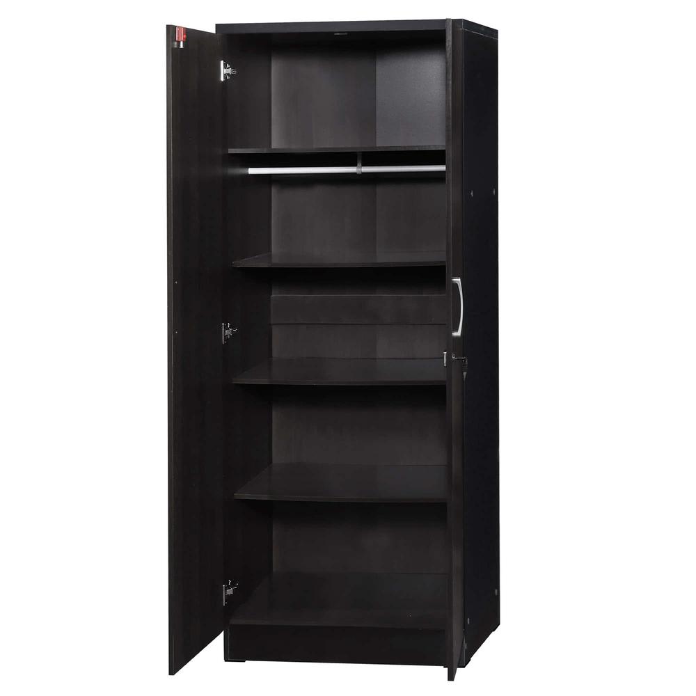 Better Home Products Harmony Two Door Armoire Wardrobe with Mirror in Black. Picture 2