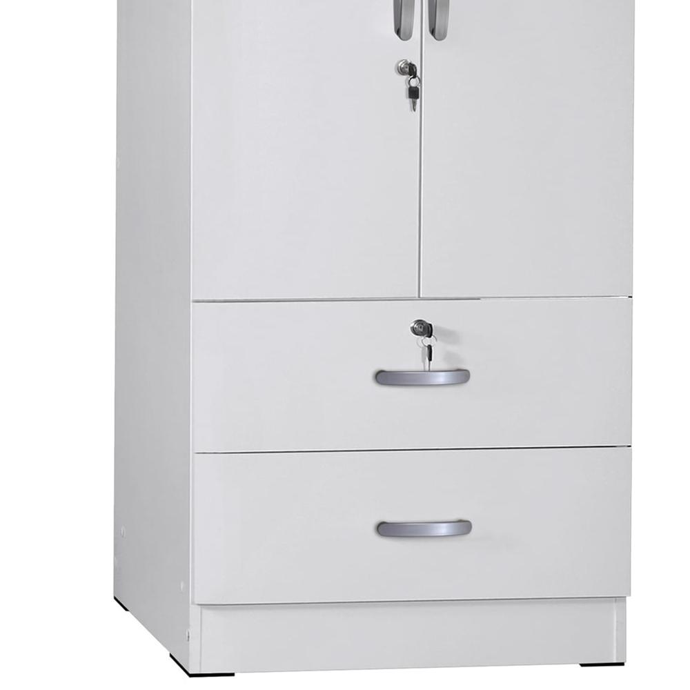 Better Home Products Grace Wood 2-Door Wardrobe Armoire with 2-Drawers in White. Picture 4