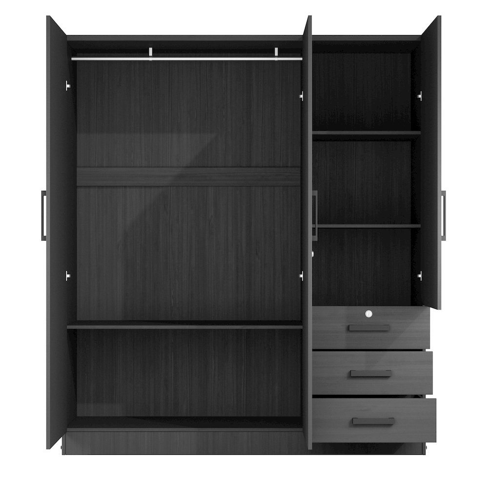 Jumbo 61" Wide Large Wardrobe Closet 3 Doors and 3 Drawers Lots of Storage. Picture 3
