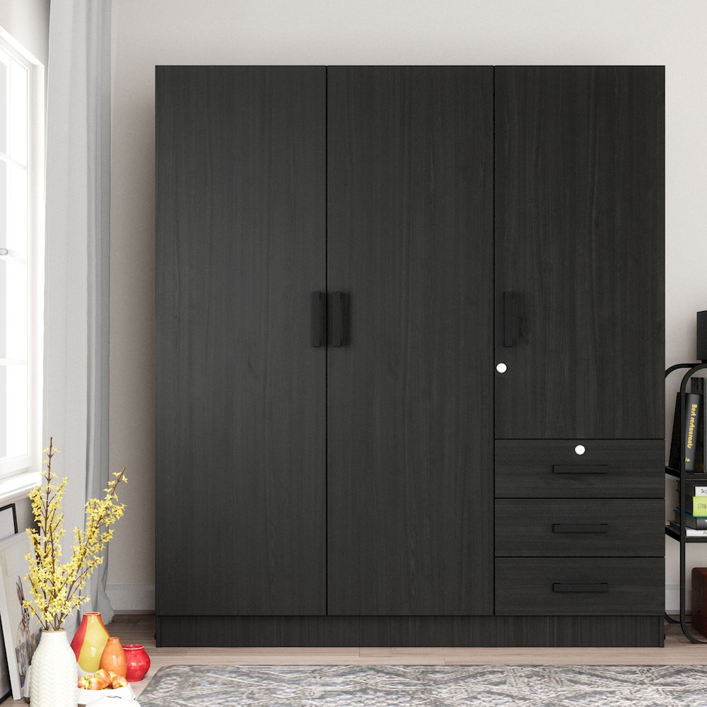 Jumbo 61" Wide Large Wardrobe Closet 3 Doors and 3 Drawers Lots of Storage. Picture 4