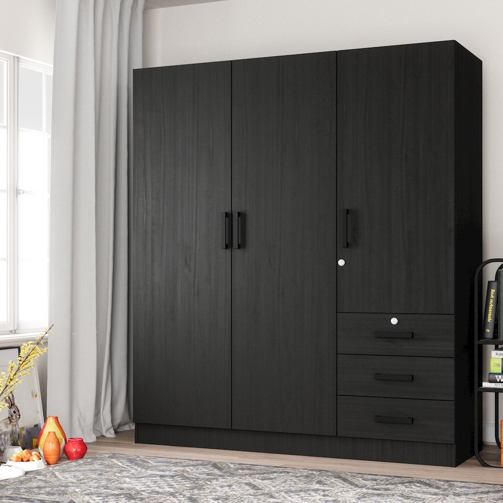 Jumbo 61" Wide Large Wardrobe Closet 3 Doors and 3 Drawers Lots of Storage. Picture 5