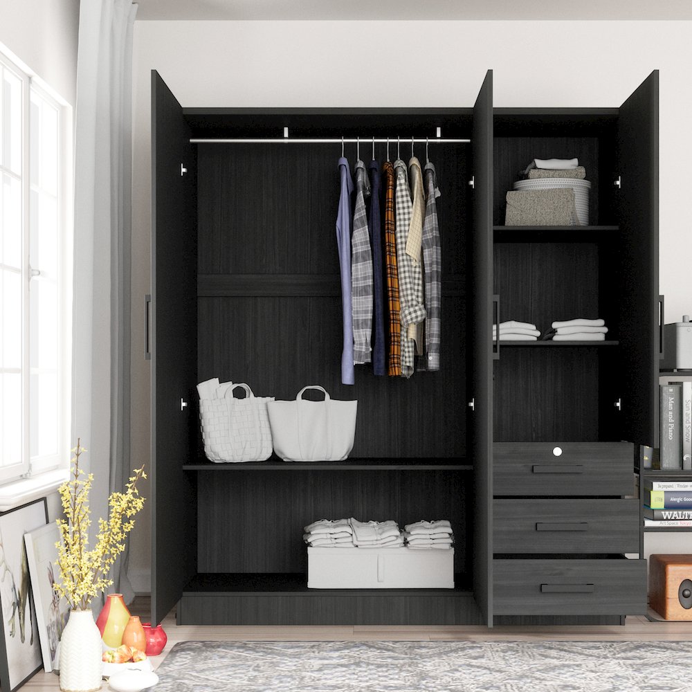 Jumbo 61" Wide Large Wardrobe Closet 3 Doors and 3 Drawers Lots of Storage. Picture 6