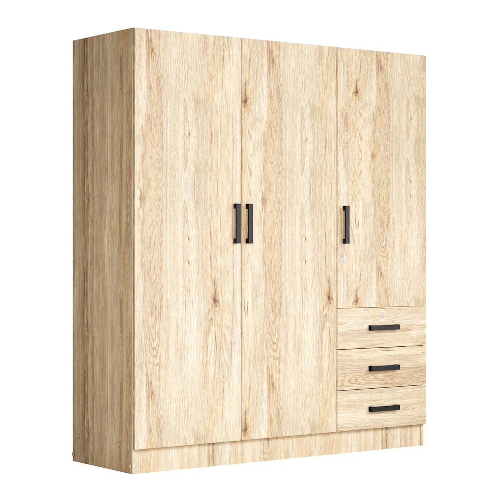 61"Wide Armoire Wardrobe Closet For Hanging With 3 Drawers & Shelves. Picture 1