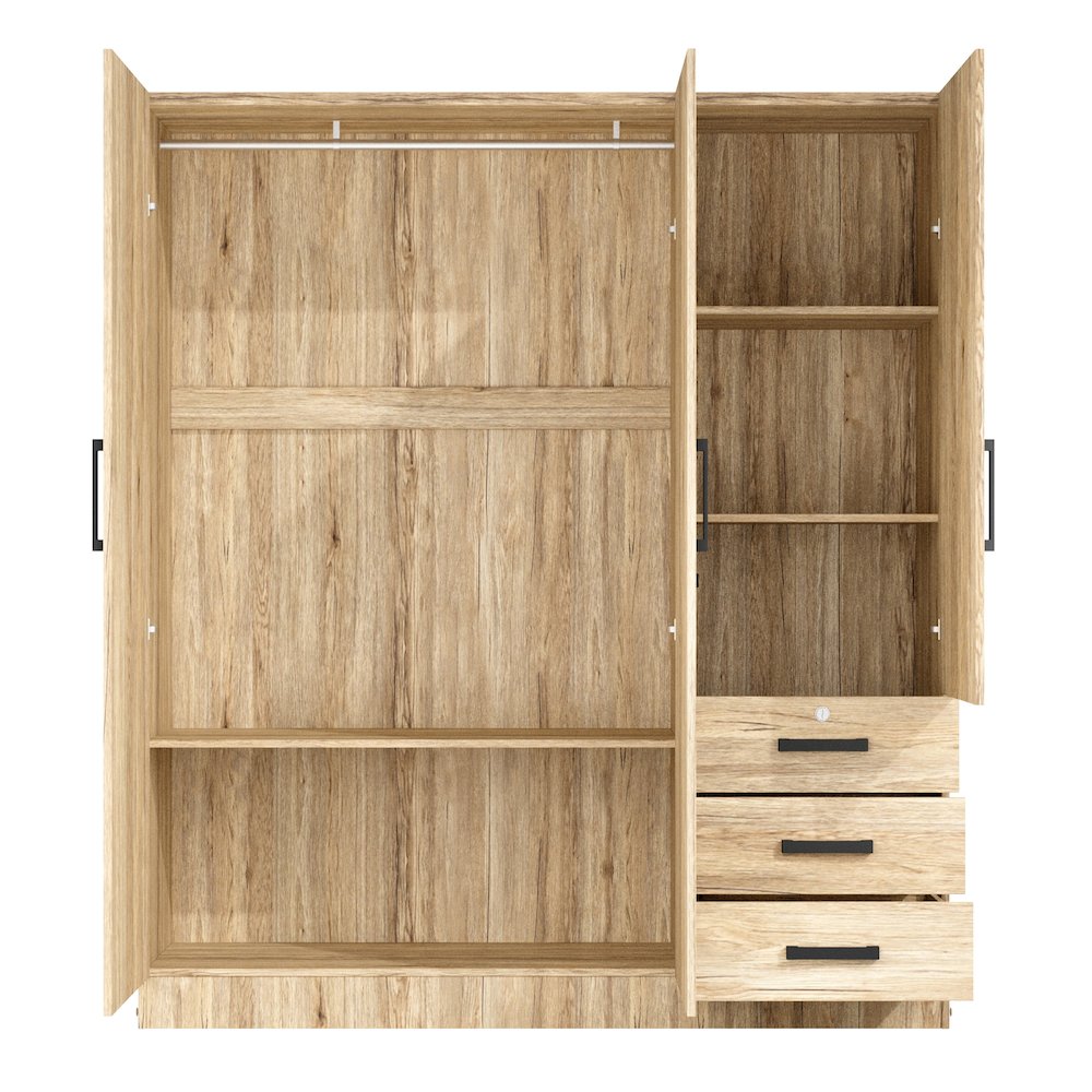 61"Wide Armoire Wardrobe Closet For Hanging With 3 Drawers & Shelves. Picture 3