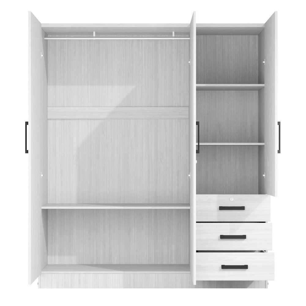61"Wide Armoire Wardrobe Closet For Hanging With 3 Drawers & Shelves. Picture 2