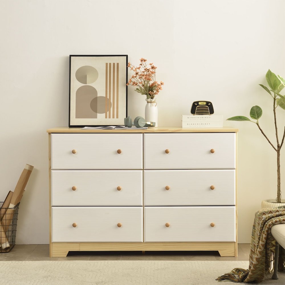 6 Drawer Solid Wood Double Dresser in Multi Color. Picture 2