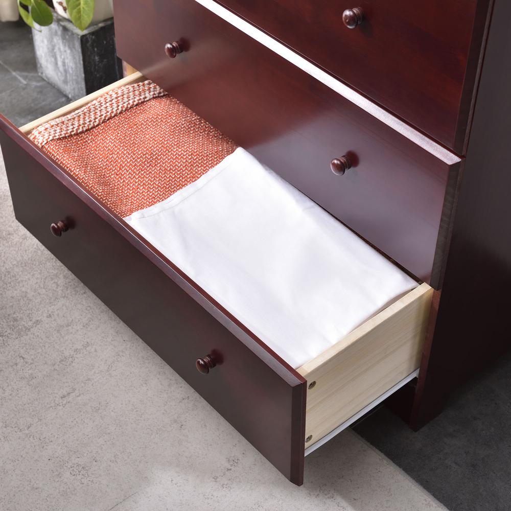 Better Home Products Isabela Solid Pine Wood 4 Drawer Chest Dresser in Mahogany. Picture 4