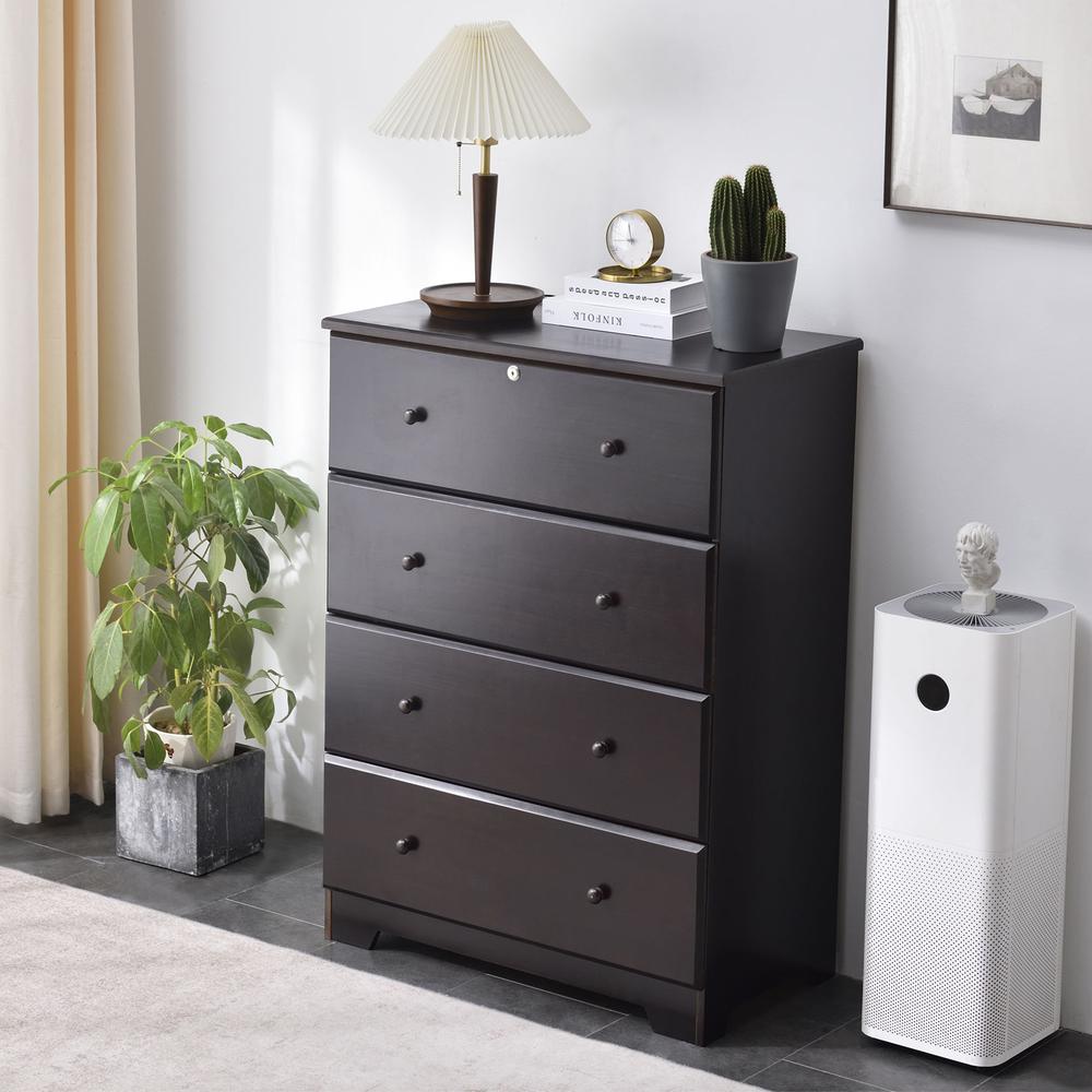 Better Home Products Isabela Solid Pine Wood 4 Drawer Chest Dresser in Tobacco. Picture 2