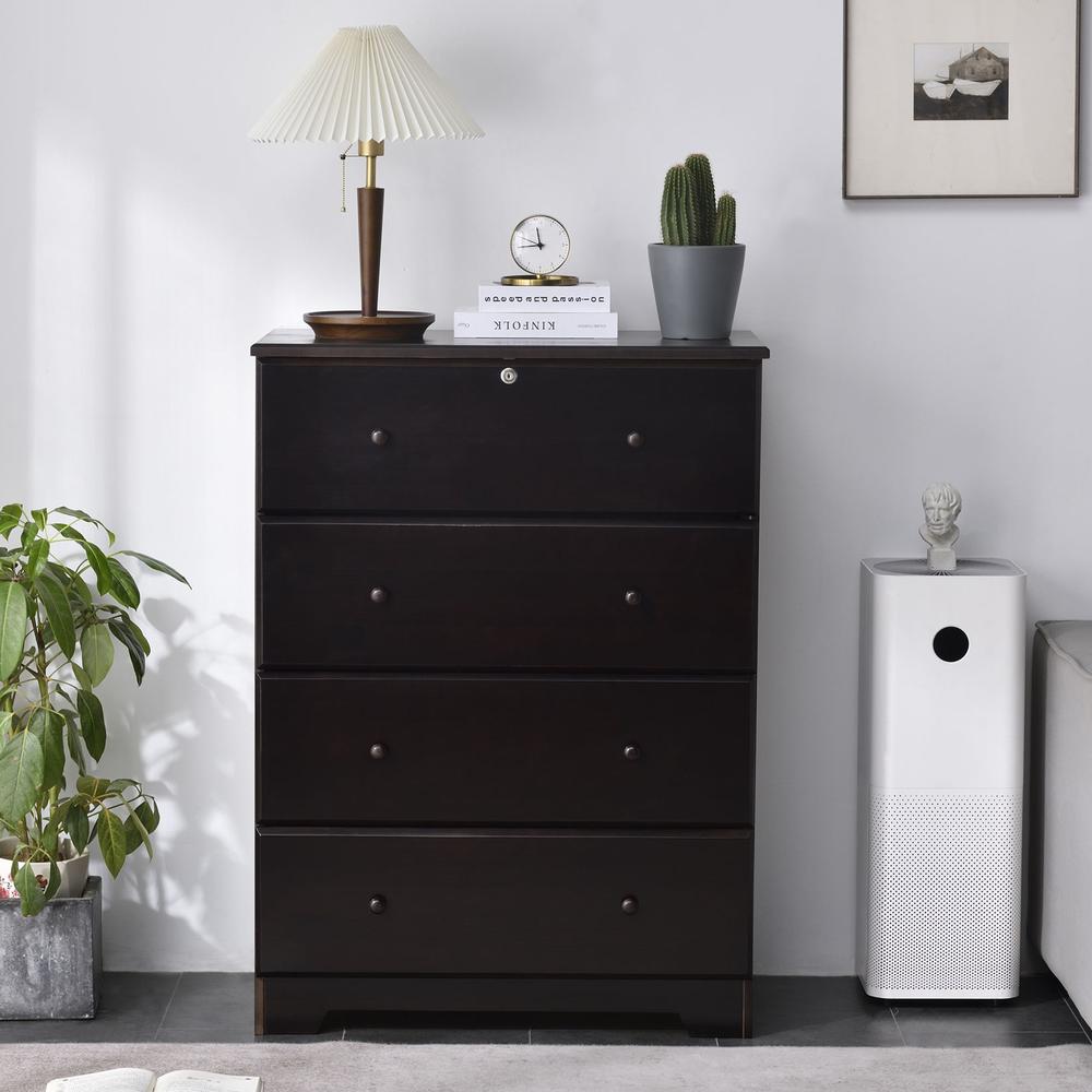 Better Home Products Isabela Solid Pine Wood 4 Drawer Chest Dresser in Tobacco. Picture 3
