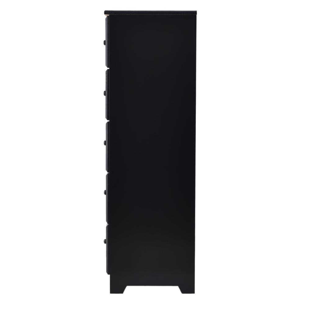 Better Home Products Isabela Solid Pine Wood 5 Drawer Chest Dresser in Black. Picture 2