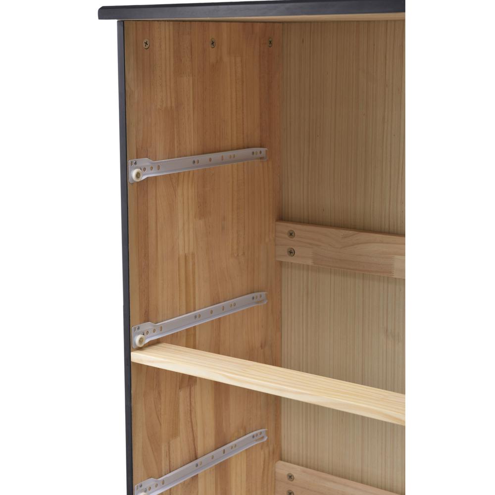 Better Home Products Isabela Solid Pine Wood 5 Drawer Chest Dresser in Black. Picture 7
