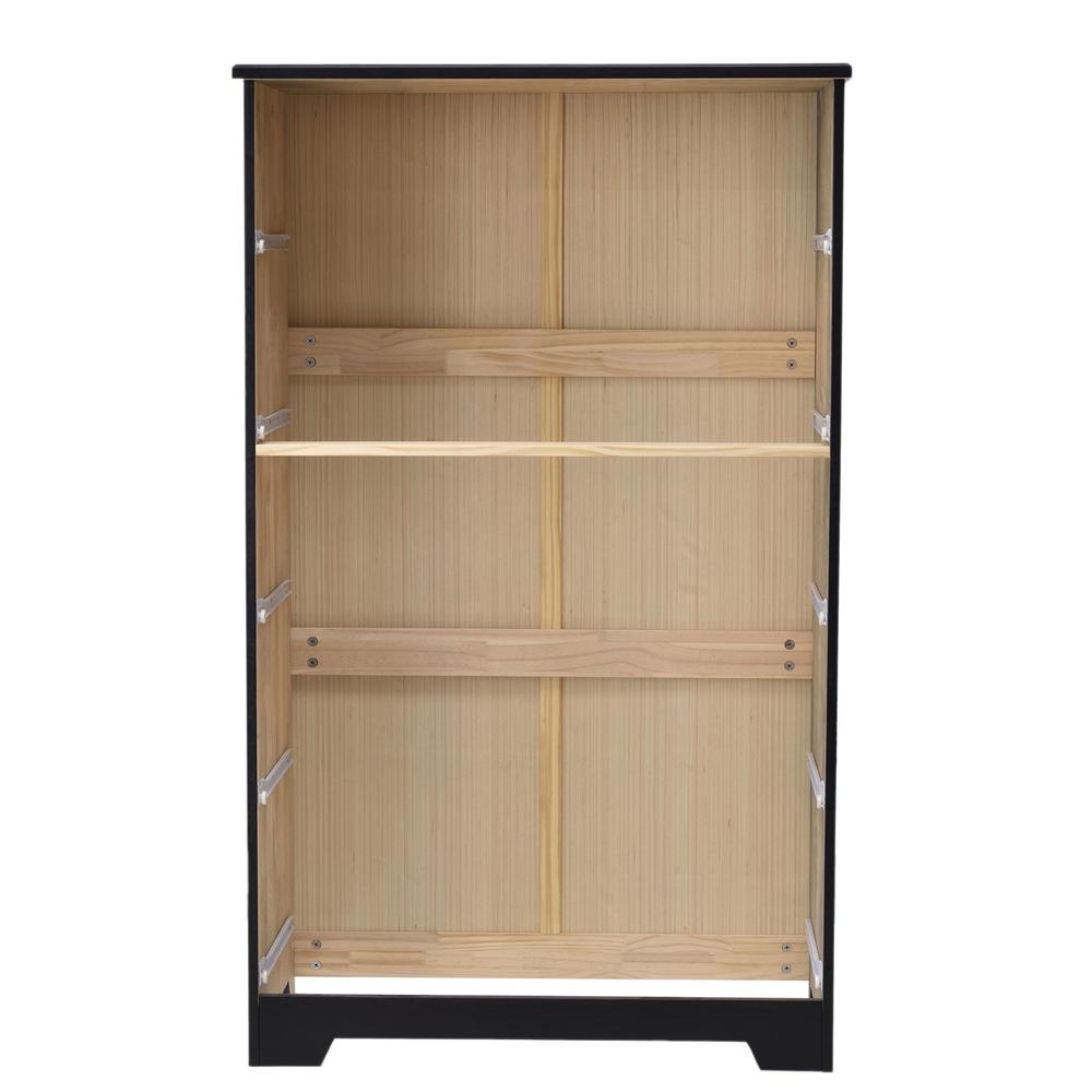 Better Home Products Isabela Solid Pine Wood 5 Drawer Chest Dresser in Black. Picture 8