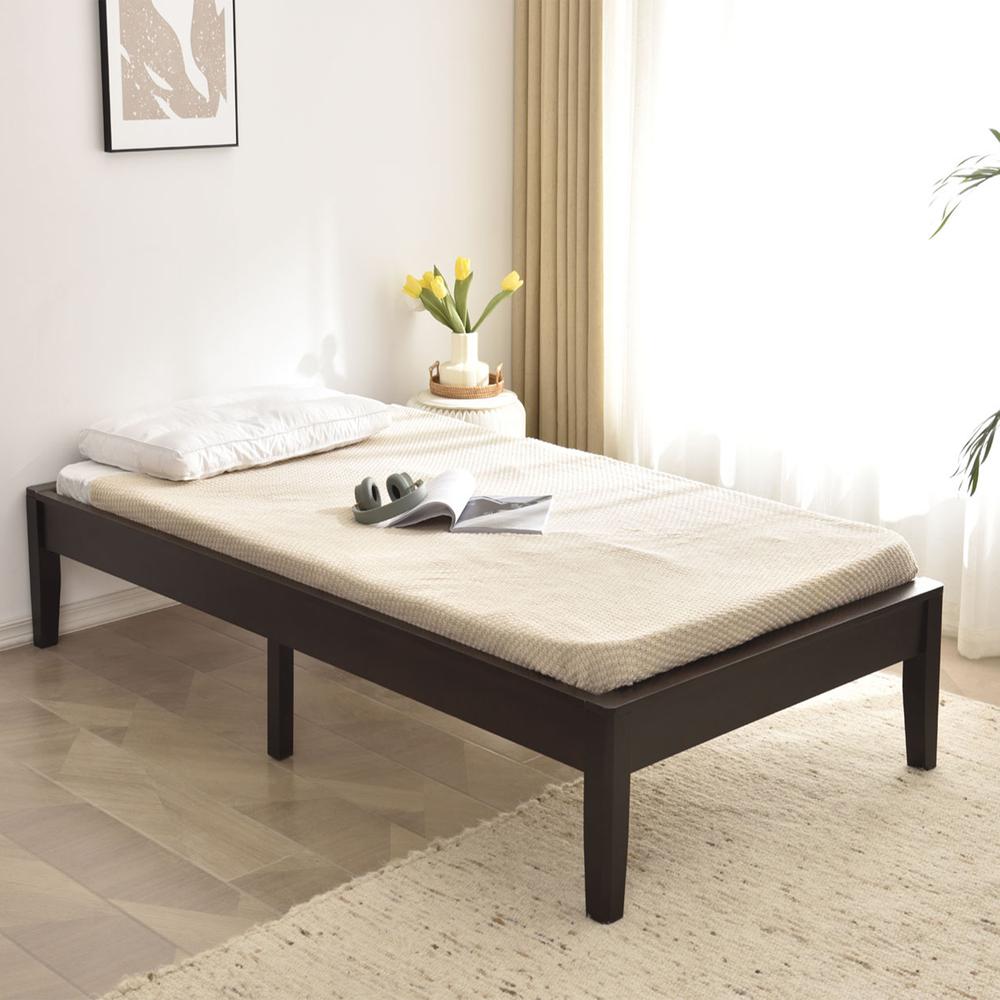 Better Home Products Stella Solid Pine Wood Twin Platform Bed Frame in Tobacco. Picture 3