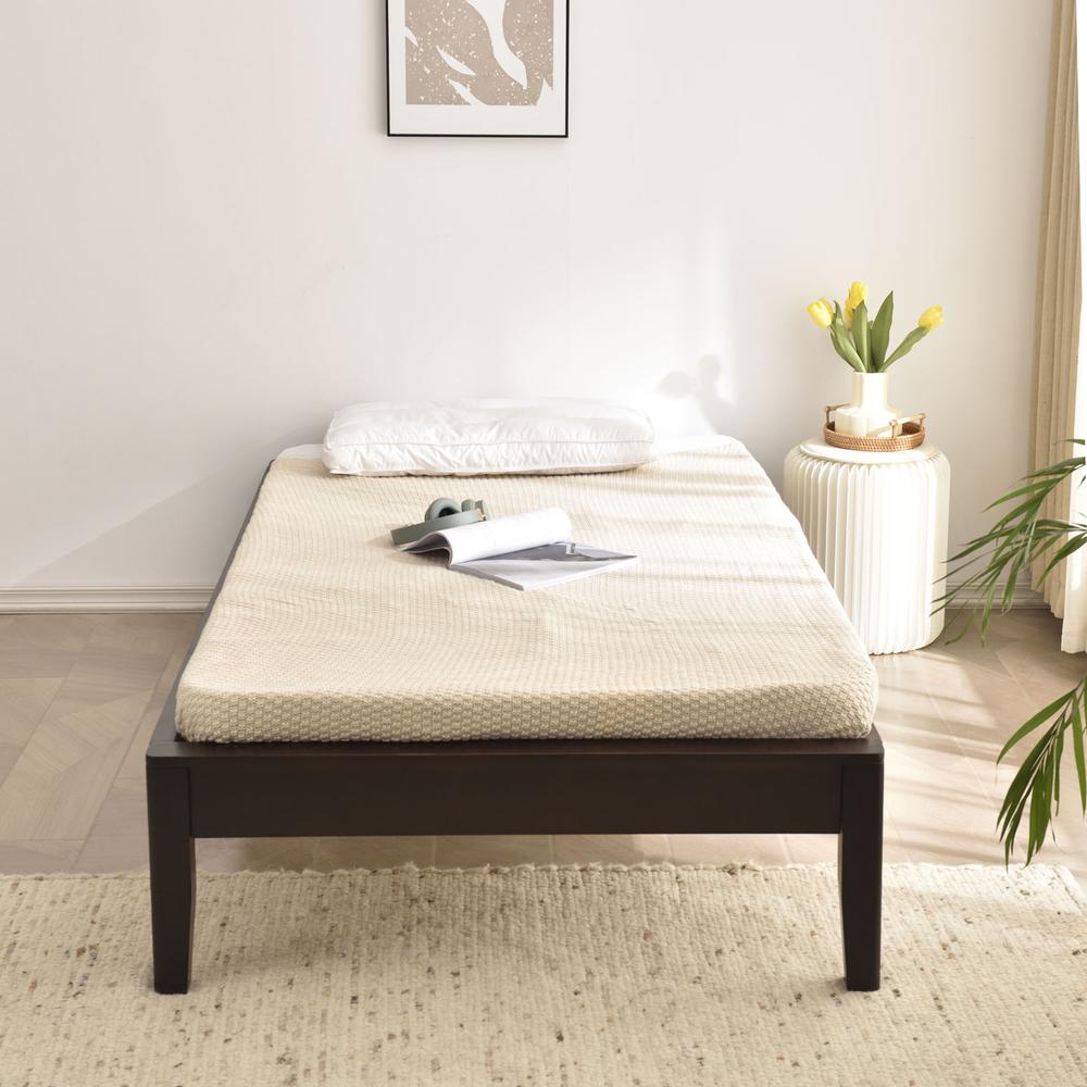 Better Home Products Stella Solid Pine Wood Twin Platform Bed Frame in Tobacco. Picture 4