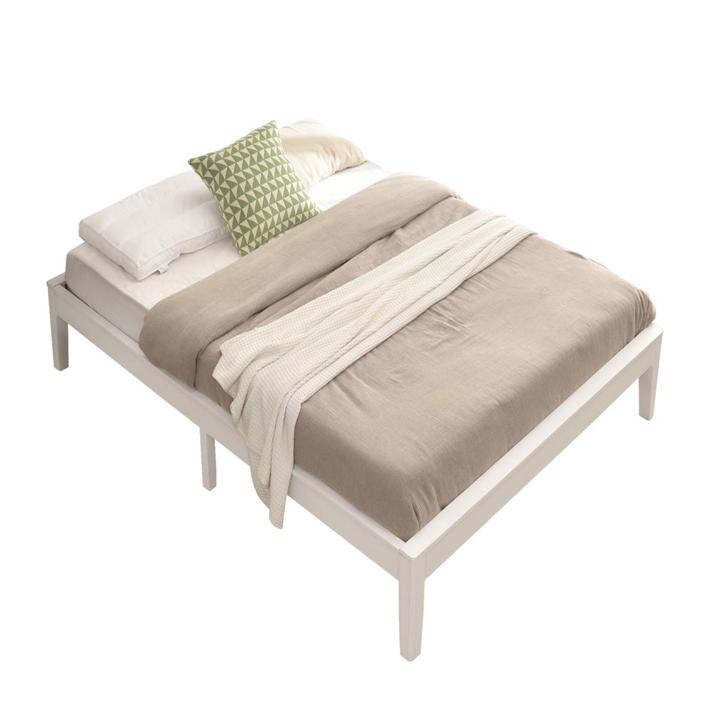 Better Home Products Stella Solid Pine Wood Twin Platform Bed Frame in White. Picture 1