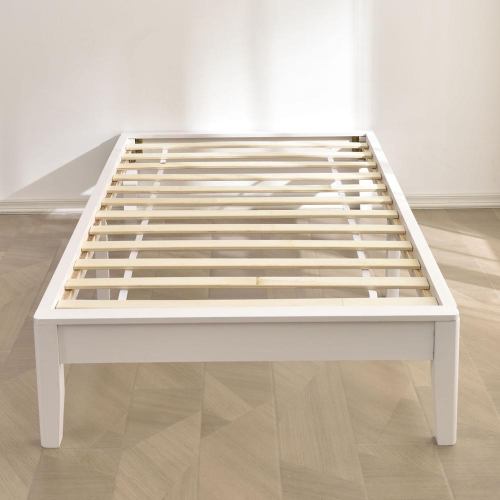 Better Home Products Stella Solid Pine Wood Twin Platform Bed Frame in White. Picture 7