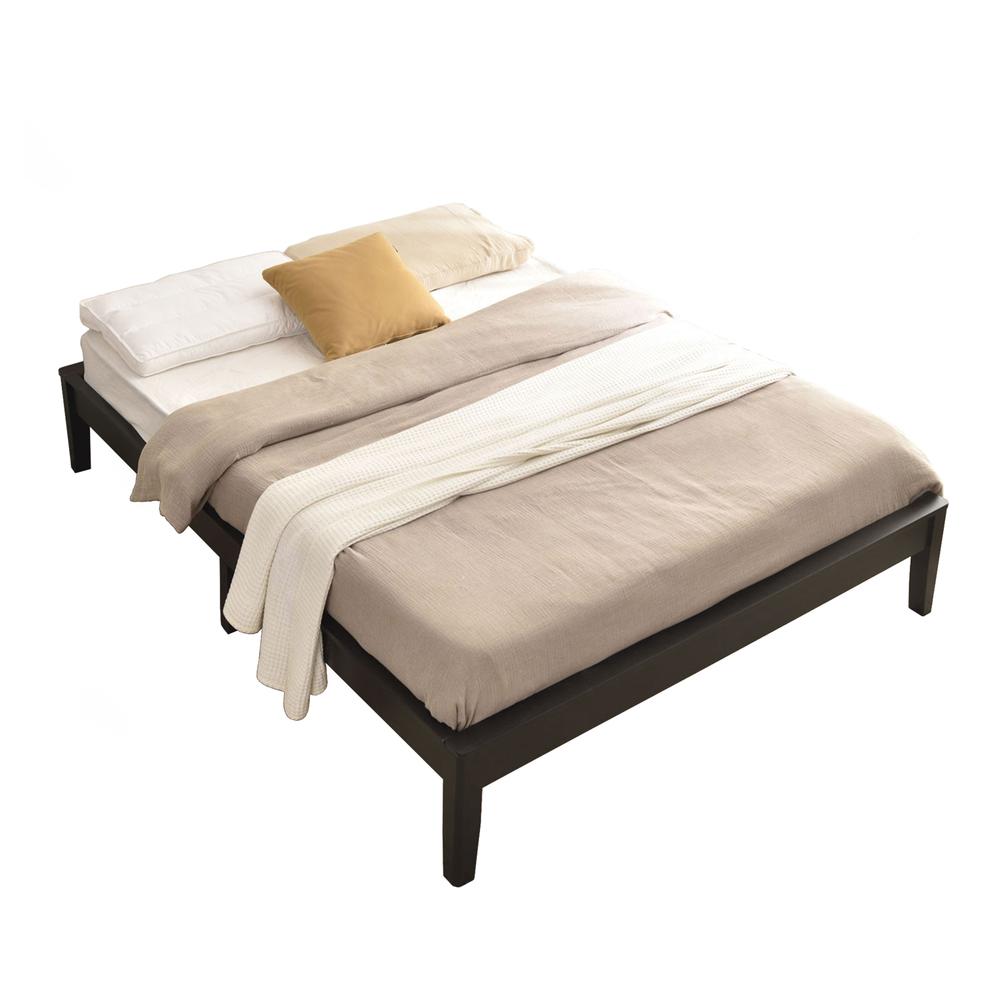 Better Home Products Stella Solid Pine Wood Full Platform Bed Frame in Black. Picture 1