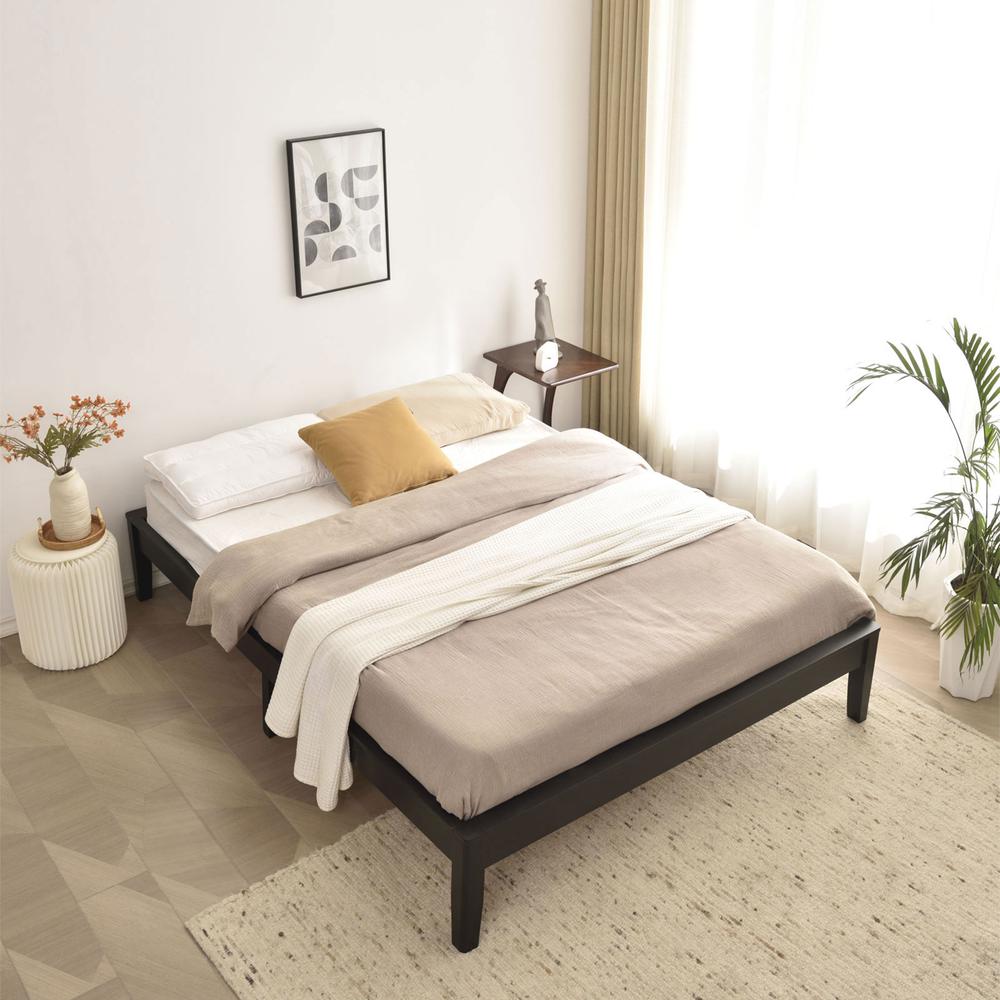 Better Home Products Stella Solid Pine Wood Full Platform Bed Frame in Black. Picture 4
