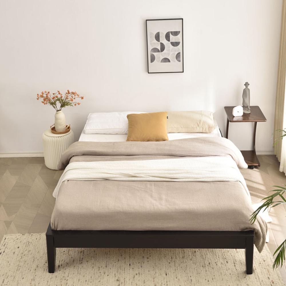Better Home Products Stella Solid Pine Wood Full Platform Bed Frame in Black. Picture 5