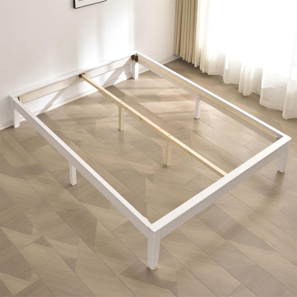 Better Home Products Stella Solid Pine Wood Full Platform Bed Frame in White. Picture 6