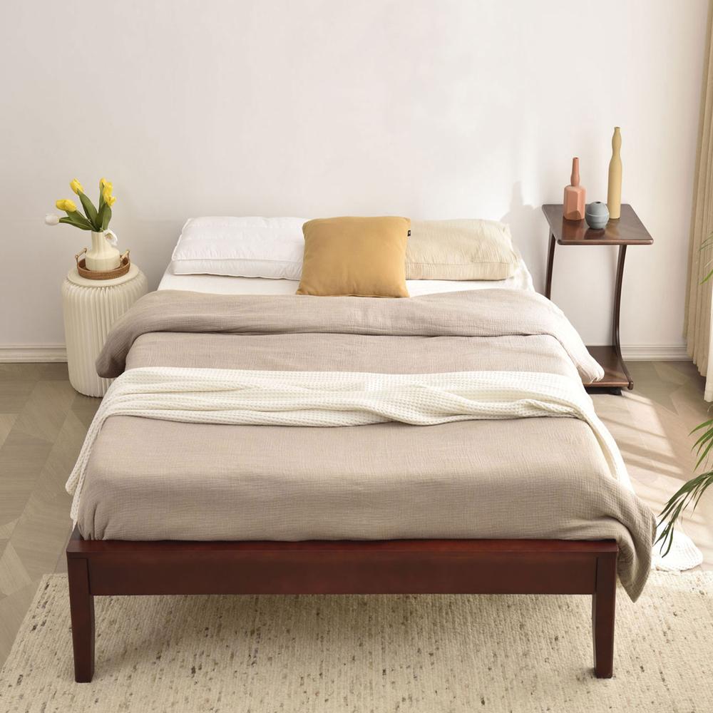 Better Home Products Stella Solid Pine Wood Queen Platform Bed Frame in Mahogany. Picture 4