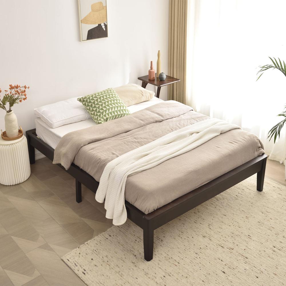 Better Home Products Stella Solid Pine Wood Queen Platform Bed Frame in Tobacco. Picture 2