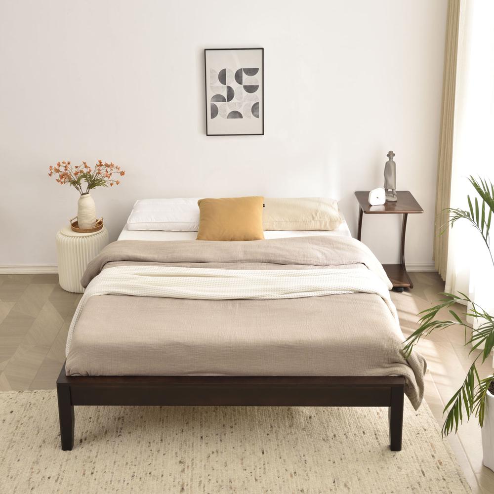 Better Home Products Stella Solid Pine Wood Queen Platform Bed Frame in Tobacco. Picture 3
