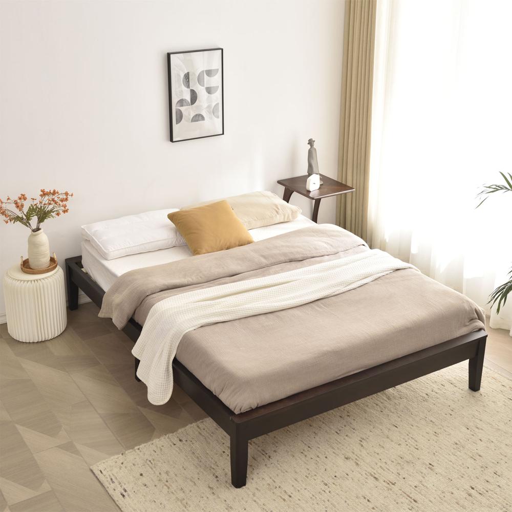 Better Home Products Stella Solid Pine Wood Queen Platform Bed Frame in Tobacco. Picture 5