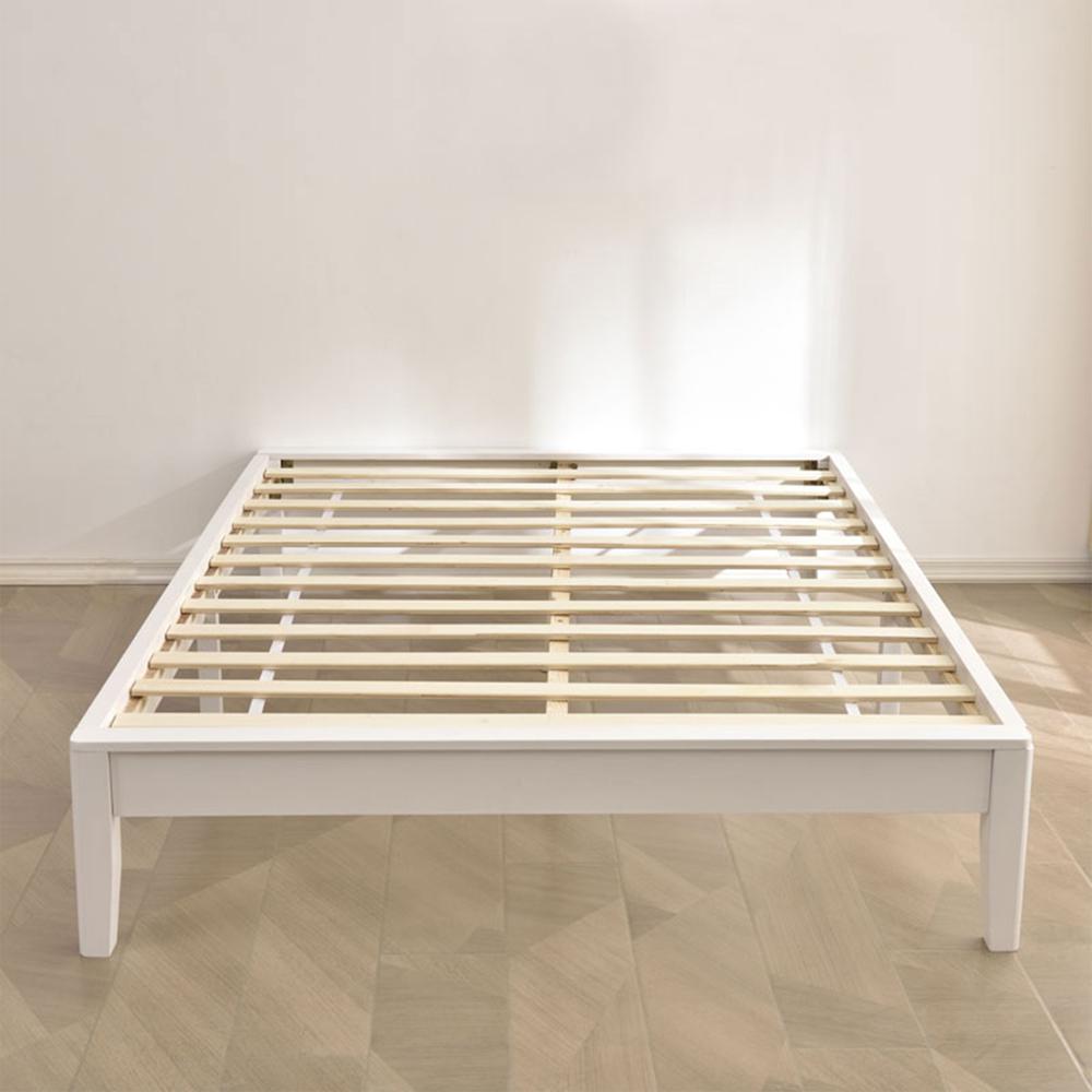 Better Home Products Stella Solid Pine Wood Queen Platform Bed Frame in White. Picture 5