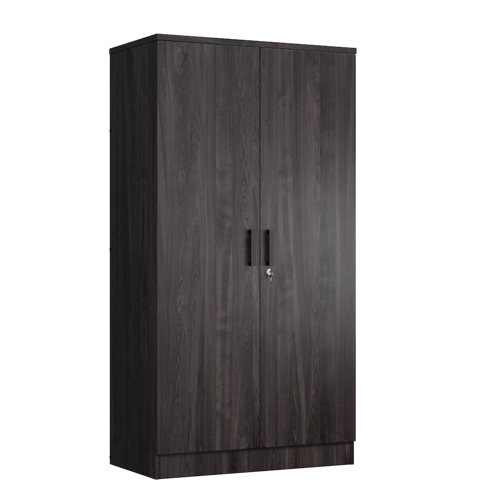 Better Home Products Harmony Wood Two Door Armoire Wardrobe Cabinet in Tobacco. Picture 1