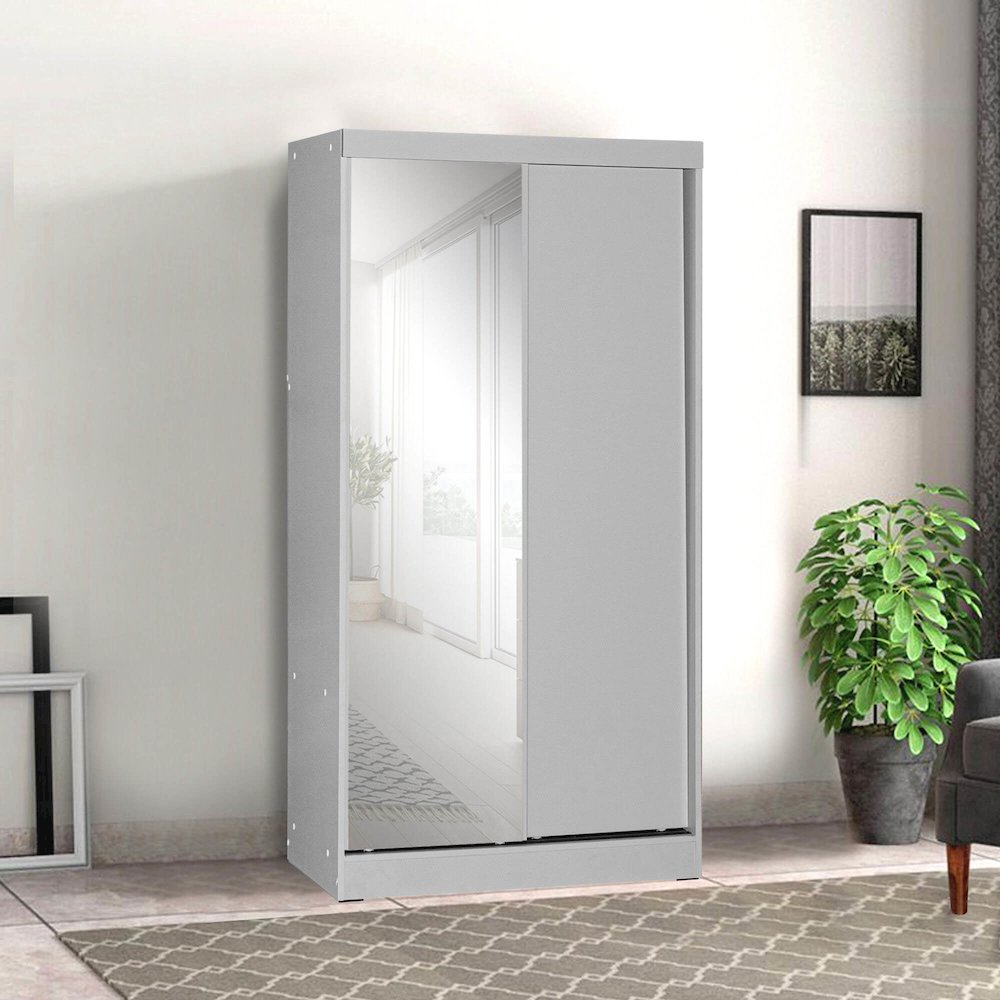 Mirror Wood Double Sliding Door Wardrobe. Picture 2
