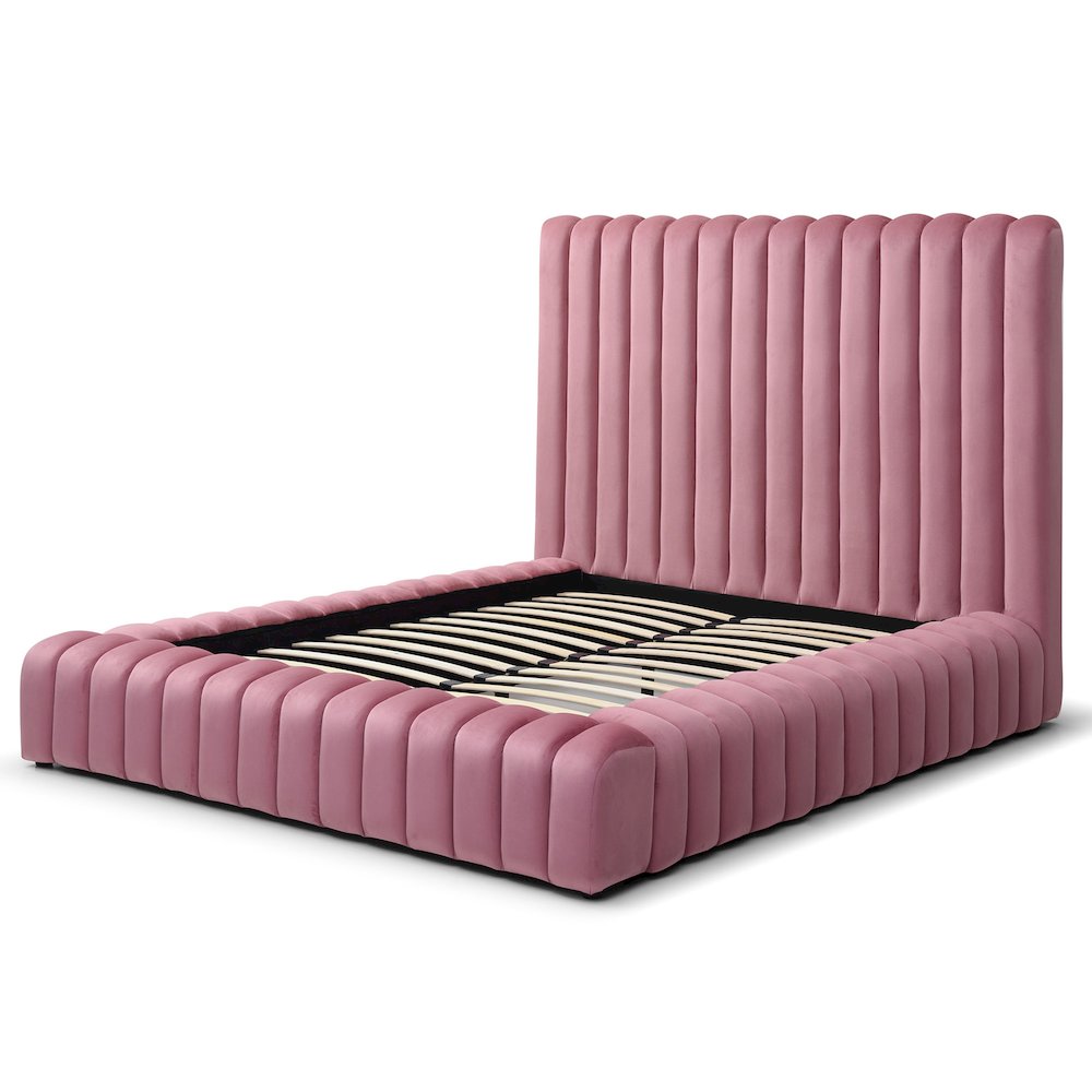 Avalon Velvet Upholstered Luxurious Platform Bed. Picture 1