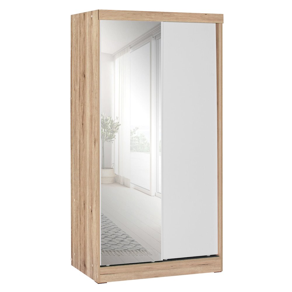 Mirror Wood Double Sliding Door Wardrobe. Picture 1