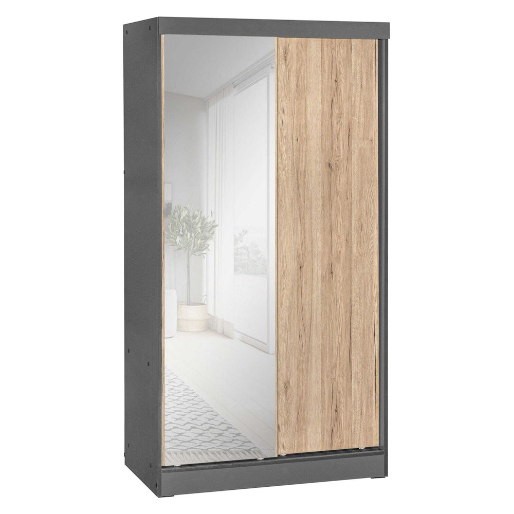 Mirror Wood Double Sliding Door Wardrobe. Picture 1
