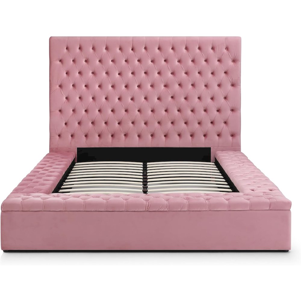 Cosmopolitan Velvet Tufted Upholstered Storage Platform with Headboard. Picture 2