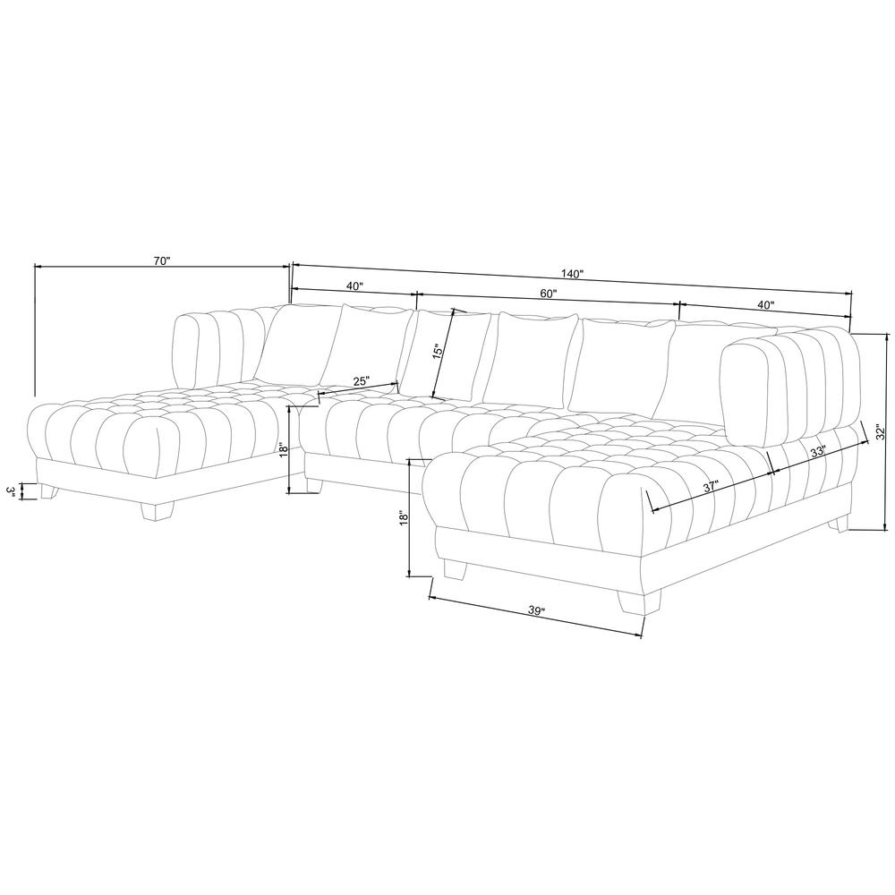 U-Shaped Double Chaise Sectional Sofa - 140" Large Couch with 6 Pillows. Picture 5
