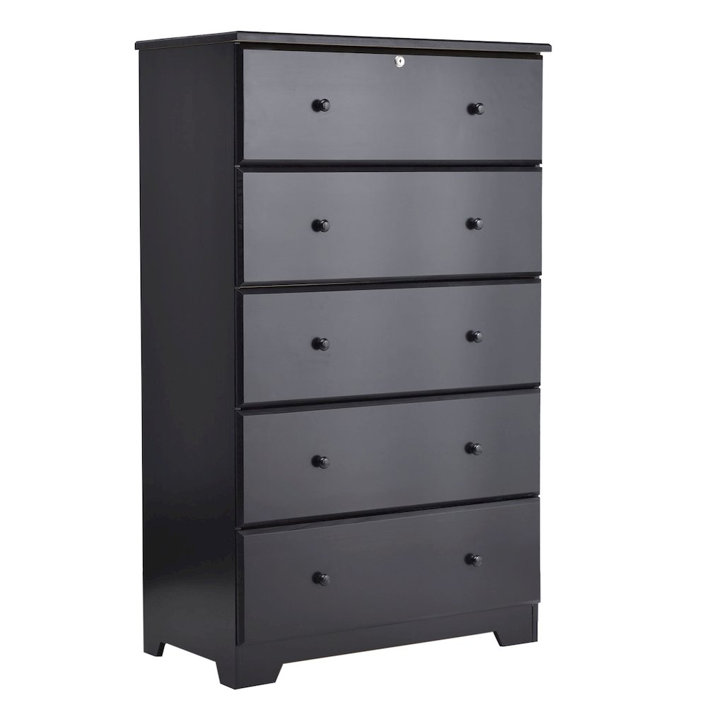 Solid Pine Wood 5 Drawer Chest Dresser. Picture 1